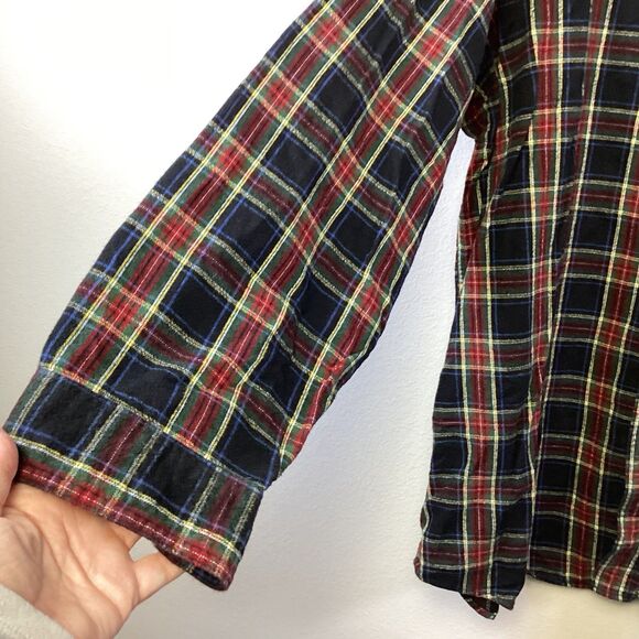 LL Bean Shirt 2XL Tall Windowpane Plaid Black Red Flannel Button Down Outdoor - Picture 5 of 7